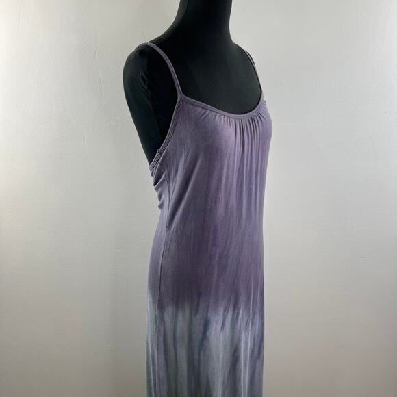 YOGI Purple Green Tie-Dye Sleeveless Scoop Neck Maxi Dress w/ Shelf Bra Size S - Picture 5 of 9